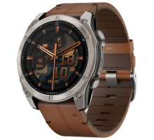 Смарт-годинник Garmin fenix 8 51mm,AMOLED,Sapphire, Bare Ti, Blk/Chsnt Lthr (010-02905-40)