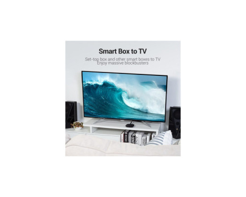 Кабель мультимедійний HDMI M to HDMI M 0.5m V2.0 4K60Hz PVC flat black Vention (AAKBD)