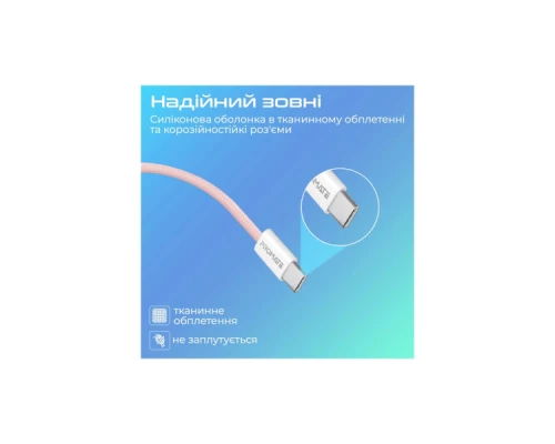 Дата кабель USB-C to USB-C ecoline-cc120.pink Promate (ecoline-cc120.pink) Дата кабель USB-C to USB-C ecoline-cc120.pink Promate (ecoline-cc120.pink)