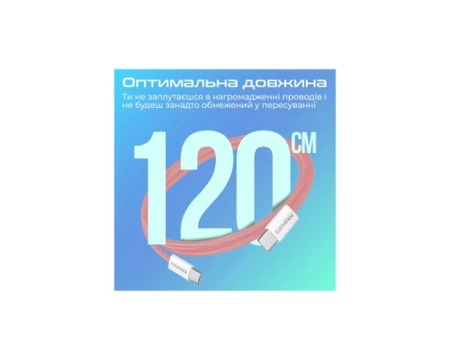 Дата кабель USB-C to USB-C ecoline-cc120.pink Promate (ecoline-cc120.pink) Дата кабель USB-C to USB-C ecoline-cc120.pink Promate (ecoline-cc120.pink)