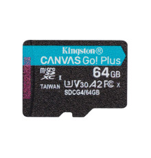 Карта пам'яті Kingston 64GB microSDXC сlass 10 UHS-I U3 V30 A2 Canvas Go Plus G4 (SDCG4/64GBSP)