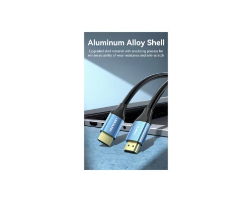 Кабель мультимедійний HDMI to HDMI 10.0m V2.0 4K 60Hz Aluminum Alloy Blue Vention (ALHSL) Кабель мультимедійний HDMI to HDMI 10.0m V2.0 4K 60Hz Aluminum Alloy Blue Vention (ALHSL)