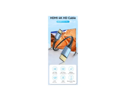 Кабель мультимедійний HDMI to HDMI 10.0m V2.0 4K 60Hz Aluminum Alloy Blue Vention (ALHSL) Кабель мультимедійний HDMI to HDMI 10.0m V2.0 4K 60Hz Aluminum Alloy Blue Vention (ALHSL)