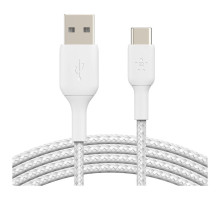 Дата кабель USB 2.0 AM to Type-C 1.0m BRAIDED white Belkin (CAB002BT1MWH)