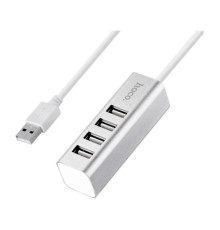 Концентратор HOCO USB 2.0 to 4xUSB Line machine HB1 Silver (6957531038146)