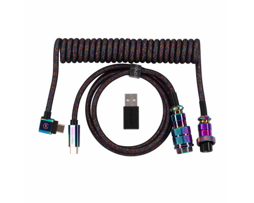 Дата кабель USB-C + USB A to USB-C 1.08m Premium Coiled Aviator black Keychron (CAB7_KEYCHRON)