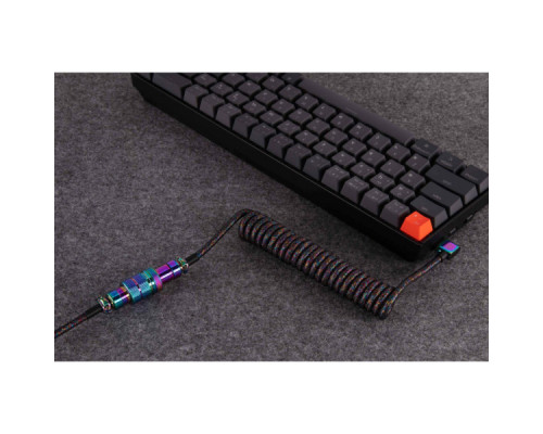 Дата кабель USB-C + USB A to USB-C 1.08m Premium Coiled Aviator black Keychron (CAB7_KEYCHRON)