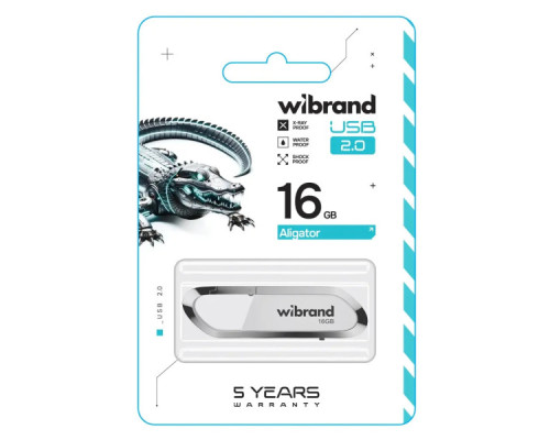 USB флеш накопичувач Wibrand 16GB Aligator White USB 2.0 (WI2.0/AL16U7W)