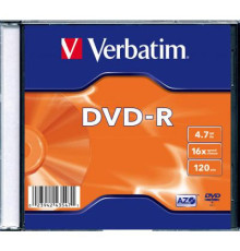 Диск DVD Verbatim 4.7Gb 16X SlimBox 1шт MatteSilv AZO (43547-1disk)