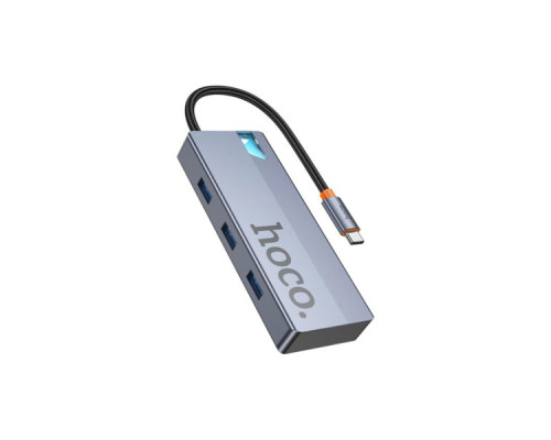 Концентратор HOCO USB-C to HDMI+PD+3xUSB3.0 HB50 Deep Space Gray (6942007647298)