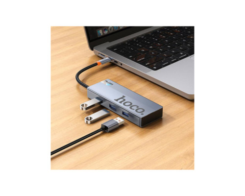 Концентратор HOCO USB-C to HDMI+PD+3xUSB3.0 HB50 Deep Space Gray (6942007647298)
