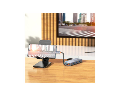Концентратор HOCO USB-C to HDMI+PD+3xUSB3.0 HB50 Deep Space Gray (6942007647298)