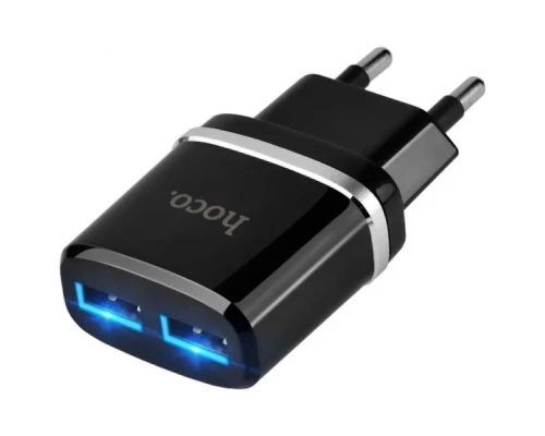 Зарядний пристрій HOCO C12 Smart dual USB (Micro cable)charger set Black (6957531064114) Зарядний пристрій HOCO C12 Smart dual USB (Micro cable)charger set Black (6957531064114)