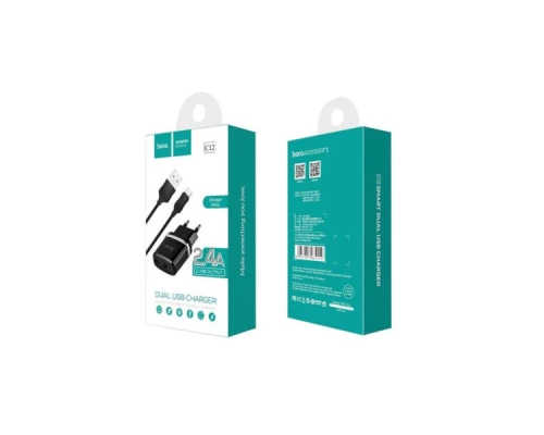 Зарядний пристрій HOCO C12 Smart dual USB (Micro cable)charger set Black (6957531064114) Зарядний пристрій HOCO C12 Smart dual USB (Micro cable)charger set Black (6957531064114)
