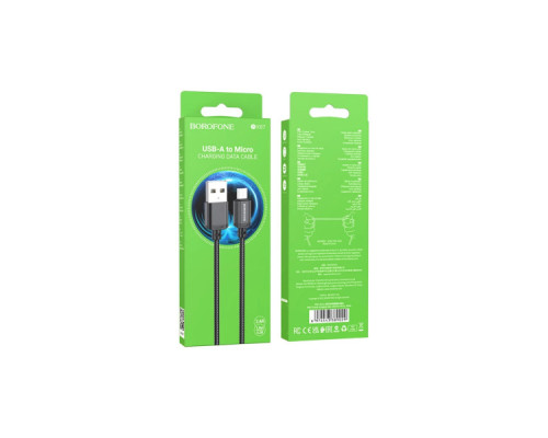 Дата кабель USB 2.0 AM to Micro 5P 1.0m black BOROFONE (6974443389029)