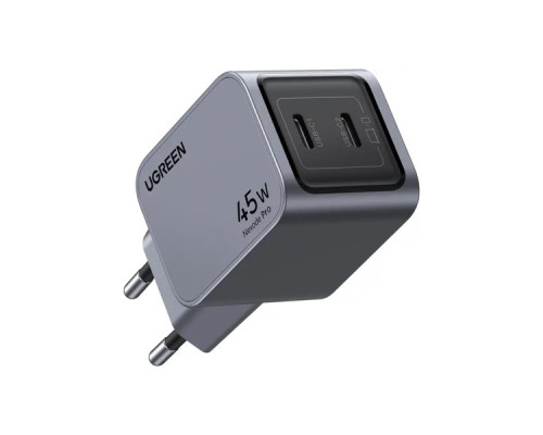 Зарядний пристрій Ugreen 2xUSB-C PD45W GaN X707 gray (35008)