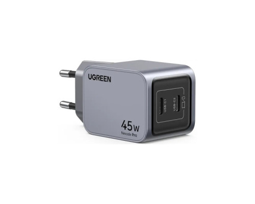 Зарядний пристрій Ugreen 2xUSB-C PD45W GaN X707 gray (35008)