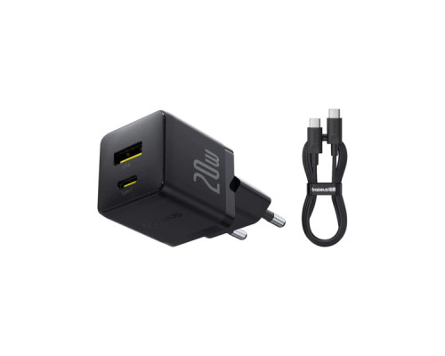 Зарядний пристрій Baseus 1xUSB-C PD20W + 1xUSB + cable USB-C to USB-C white (P10111608113-01)