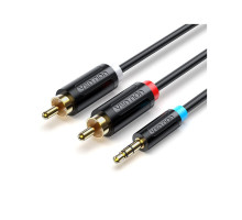 Кабель мультимедійний 3.5mm M to 2xRCA M 2.0m black Vention (BCLBH)