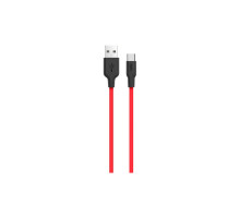 Дата кабель USB 2.0 AM to USB-C 1.0m 2A silicone X21 black+red HOCO (6957531071419)