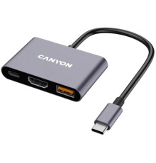 Концентратор Canyon hub DS-4 3in1 USB-C Grey (CNS-TDS4)