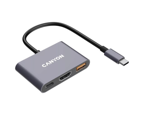 Концентратор Canyon hub DS-4 3in1 USB-C Grey (CNS-TDS4)