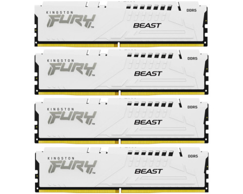 Модуль пам'яті для комп'ютера DDR5 128GB (4x32GB) 5600 MHz FURY Beast White Kingston Fury (ex.HyperX) (KF556C40BWK4-128)