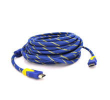 Кабель мультимедійний HDMI to HDMI 20.0m v1.4, OD-8.0mm Blue/Gold Merlion (YT-HDMI(M)/(M)NY/BL-20m)