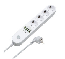 Мережевий фільтр живлення ColorWay CW-CHE44W, 4 розетки/4USB White 2M (CW-CHE44W)