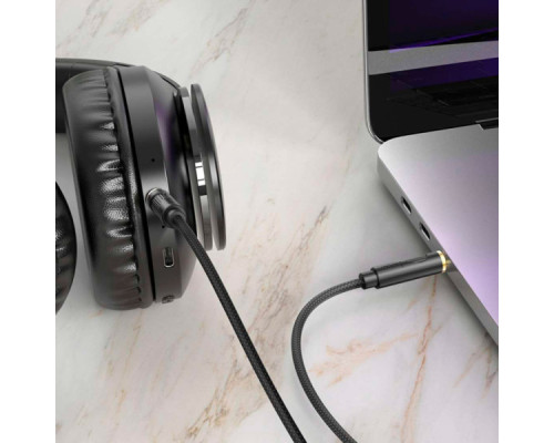 Кабель мультимедійний 3.5mm M to 3.5mm M 1.0m Black HOCO (6942007625463)