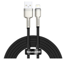 Дата кабель USB 2.0 AM to Lightning 2.0m 2.4A metal black Baseus (CALJK-B01)