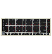 Наклейка на клавіатуру BestKey непрозора чорна, 68, червоний (BK13RED/025)