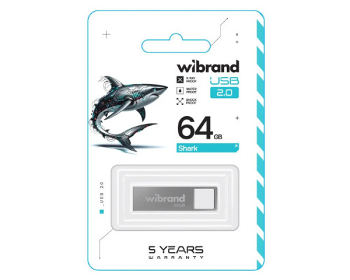 USB флеш накопичувач Wibrand 64GB Shark Silver USB 2.0 (WI2.0/SH64U4S)