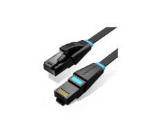 Патч-корд 1м, UTP cat 6 RJ-45 flat black Vention (IBJBF)