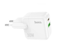 Зарядний пристрій HOCO C111A Lucky 1xUSB-C PD30W + 1xUSB QC3.0 White (6931474790866)