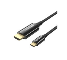 Кабель мультимедійний USB-C 3.1 to HDMI 1.8m 8K 60 Гц Zinc Alloy TPE Black Vention (CRCBAC)