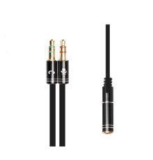 Кабель мультимедійний 3.5mm F to 2x3.5mm M 0.4m (4pin) black XoKo (AC-009)