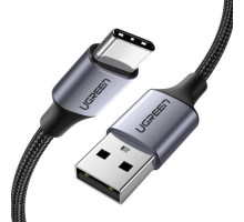 Дата кабель USB 2.0 AM to USB-C 2.0m US288 Aluminum Braid Black Ugreen (60128)