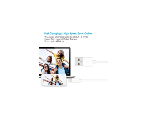 Дата кабель USB 2.0 AM to Lightning 1.8m 2.1A MFI White Choetech (IP0027-WH) Дата кабель USB 2.0 AM to Lightning 1.8m 2.1A MFI White Choetech (IP0027-WH)