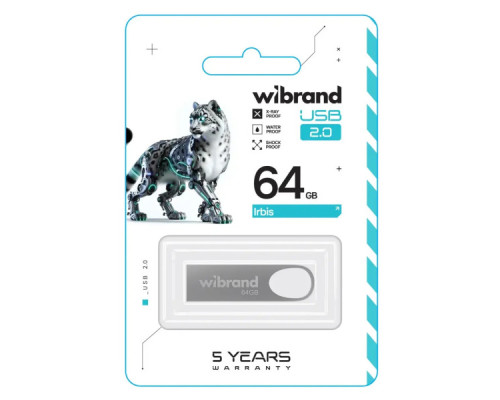 USB флеш накопичувач Wibrand 64GB Irbis Silver USB 2.0 (WI2.0/IR64U3S)