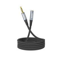 Кабель мультимедійний 3.5mm M to 3.5mm F 1.0m Gray HOCO (6931474762153)