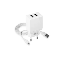 Зарядний пристрій XO L75 2USB/2.4A + Lightning White (XO-L75-L)
