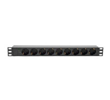 Силовий блок Kingda 19" 1U 9xSchuko, С14, без кабеля (KD-GER(16)N1009WKPB19A-C14)