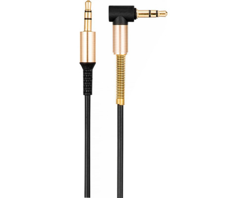 Кабель мультимедійний 3.5mm M to 3.5mm M 1.0m 90° corner Black HOCO (6957531025665)