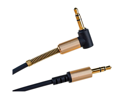 Кабель мультимедійний 3.5mm M to 3.5mm M 1.0m 90° corner Black HOCO (6957531025665)