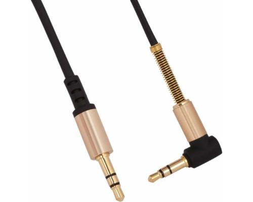 Кабель мультимедійний 3.5mm M to 3.5mm M 1.0m 90° corner Black HOCO (6957531025665)