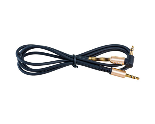 Кабель мультимедійний 3.5mm M to 3.5mm M 1.0m 90° corner Black HOCO (6957531025665)