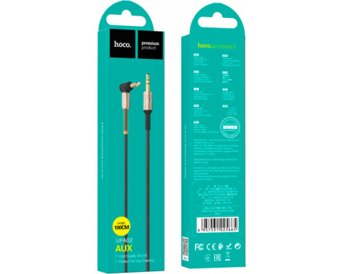 Кабель мультимедійний 3.5mm M to 3.5mm M 1.0m 90° corner Black HOCO (6957531025665)