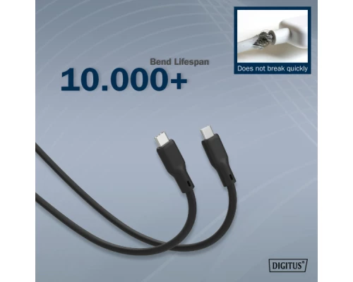 Дата кабель USB-C to USB-C 2.0m USB 3.2 Gen1 5G 100W 4K silicone black Digitus (AK-300342-020-S) Дата кабель USB-C to USB-C 2.0m USB 3.2 Gen1 5G 100W 4K silicone black Digitus (AK-300342-020-S)