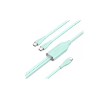 Дата кабель USB-C to 2xUSB-C 1.5m 5.0A Silicone Type Green Vention (CTMGG)